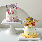 卡通蛋糕装饰派对帽小猫咪小狗狗软胶摆件儿童生日甜品台烘焙插件