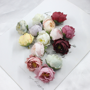 仿真花朵diy小花苞冷山玫瑰，假花婚礼婚庆，花墙花球布置装饰花花环