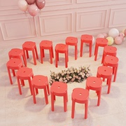 简易加厚塑料椅子家用客厅吃饭凳子公主椅餐桌凳红色胶板凳可叠放