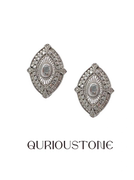 qurioustone独立设计师首饰假宝石镶嵌925银耳钉个性小众设计