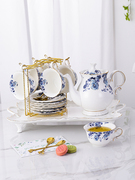 轻奢法式咖啡具套装欧式精致新骨瓷(新骨瓷)下午茶茶具现代个性家用咖啡杯