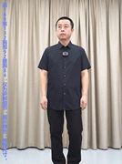 黑色短袖衬衫男普洛克，51.1粘纤45.8聚酯，微弹商务半袖衬衣