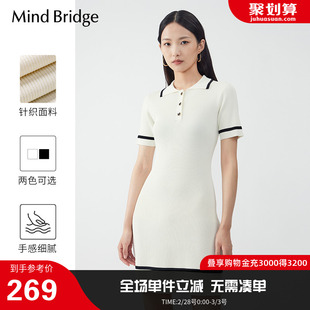 mindbridge女士针织连衣裙夏季修身显瘦polo裙，时尚裙子