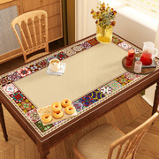 美拉德防烫餐桌垫隔热PVC软玻璃轻奢高级感桌布防水防油客厅茶几
