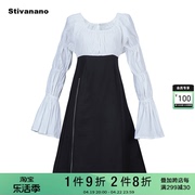 Stivanano黑白拼接连衣裙