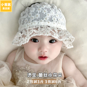 新生婴儿帽子夏季薄款蕾丝公主女宝宝护囟门遮阳婴幼儿护脑门胎帽