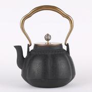 煮茶铁壶金瓜六福玉，玲珑铜把铜盖日本南部铸铁壶生铁壶氧化膜内壁
