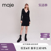 majeoutlet2023春秋女装，黑色针织两件套连衣裙mfpro03136