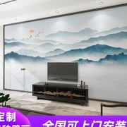 现代新中式水墨抽象山水，壁布客厅电视，背景墙壁画卧室沙发墙布墙纸