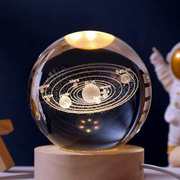 创意发光太阳系水晶球桌面小夜灯小摆件玻璃球装饰品生日礼物女生