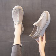 老北京布鞋女网鞋夏季一脚蹬懒人鞋透气网面妈妈运动鞋舒适散步鞋