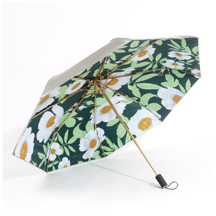 大光明三折晴雨伞女两用太阳伞，防晒防紫外线，钛银加黑胶双层遮阳伞