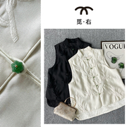 新中式复古刺绣立领古风上衣，文艺民族风中国风夏季衬衫叠穿马甲