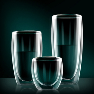 双层隔热玻璃杯子咖啡杯套装玻璃高颜值水杯