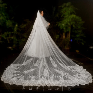 新娘结婚主婚纱头纱，长款大拖尾头纱，超仙森系网红拍照道具长款头纱