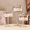 欧式透明玻璃蛋糕盘糖果，罐高脚托盘防尘罩，婚庆创意家居甜品台摆件