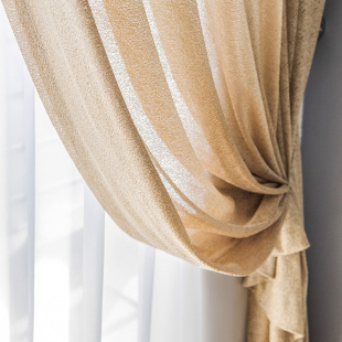 日式奢华北欧纯色加厚遮光透光不透人阳台卧室，客厅鸟巢窗帘纱帘