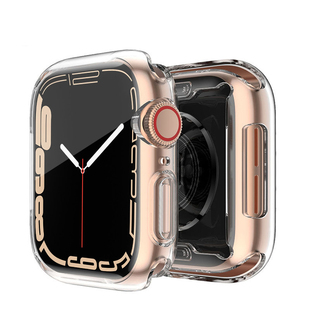 适用applewatch7保护壳s8苹果手表带iwatch65432se全包电镀tpu保护套软，硅胶s7s6透明40414445mm配件