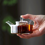 玻璃泡茶壶小号精致耐高温加厚透明茶具家用个人，耐热玻璃茶壶单壶