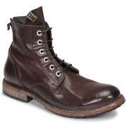 Moma男靴圆头系带短筒靴做旧复古风羊皮时装靴深棕色秋冬皮靴