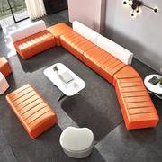 现代办公沙发茶几组合时尚，个性异形简约创意接待室会客区弧形套装