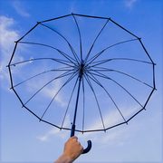 16骨大号加厚男女长柄透明雨伞ins学生韩版折叠晴雨两用双人雨伞