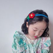 甜美羊毛毡花朵头箍儿童细版针织毛线立体发箍宝宝糖果色头扣