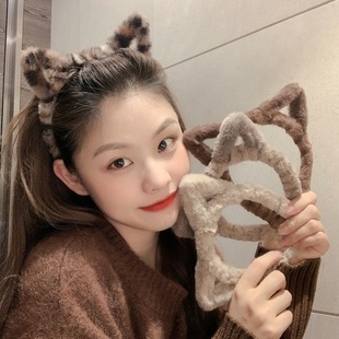 韩国可爱猫耳朵发箍女洗脸专用毛绒发卡网红化妆发饰发带发捆头箍