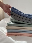 日式全棉水洗棉信封式简约格子，枕套常规单人成人枕芯套枕头套一对