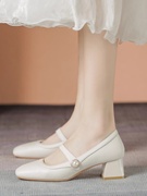GG。新中式伴娘鞋旗袍鞋子2024春季高跟鞋设计感小众气质古风玛丽