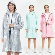 欧美时尚软皮防水防晒雨衣男女，户外徒步长，款潮牌风衣防雨外套雨披