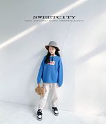 sweetcity独家定制 22冬儿童甜美可爱字母百搭蓝色针织长袖毛衣