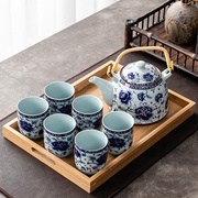 功夫茶具陶瓷大容量提梁壶泡茶茶复古茶杯家用便携带茶盘托盘套装