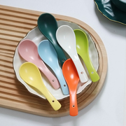 陶瓷勺子北欧彩色汤勺小瓷勺调羹，套装糖果色家用碗勺吃饭勺粥勺