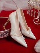法式结婚鞋女新娘鞋秀禾婚纱两穿高级感不累脚孕妇订婚高跟鞋