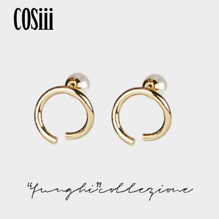 COSiii原创设计品牌极简风简约百搭小金圈珍珠耳堵耳环耳饰耳钉