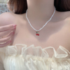 韩国甜美异形珍珠项链女ins风樱桃颈链小众设计感简约时尚锁骨链