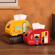 小房车汽车纸巾盒网红客厅桌面艺术摆件高档卷纸收纳盒宿舍抽纸盒