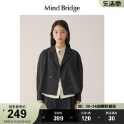 mindbridge百家好春季女士，西装领长袖，衬衫2024设计感短款衬衣外套