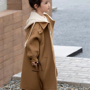 女童外套2023春秋冬呢子，大衣韩版中长款呢子外套保暖风衣外套