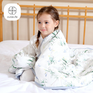 cutelife婴儿羽感被子宝宝四季被儿童盖被幼儿园毛毯盖毯夹棉保暖