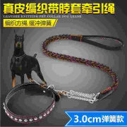 中型大型犬狗狗牵引绳带金毛，拉布拉多牛皮项圈遛狗，绳子狗链子用品