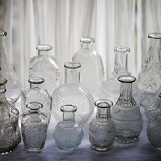 复古浮雕花瓶透明玻璃瓶花器创意，日式zakka杂货插花干花水培瓶