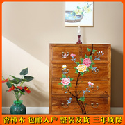 新中式田园家具香樟实木，五斗橱柜储物彩绘，装饰复古典卧室玄关客厅