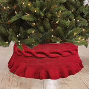 红色褶皱腈纶针织圣诞树裙圣诞树底部装饰围裙圣诞节树裙树围