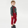 男童春装套装小男孩红色圣诞西装洋气英伦风一周岁衣儿童背带礼服