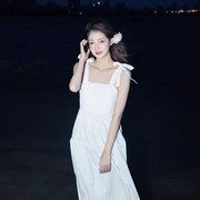 2022夏天海边度假沙滩裙小个子，梨形身材超仙白色吊带连衣裙女