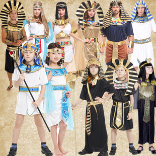 成人儿童埃及演出服万圣节男女舞会派对亲子法老国王子艳后勇士装