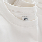 300g重磅纯棉短袖t恤男白色圆领，宽松美式复古潮牌纯色打底上衣夏
