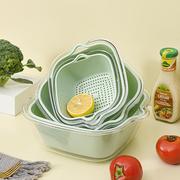 家用洗菜篮双层透明沥水篮，厨房菜篮菜盆果盘多功能洗水果滤水盆